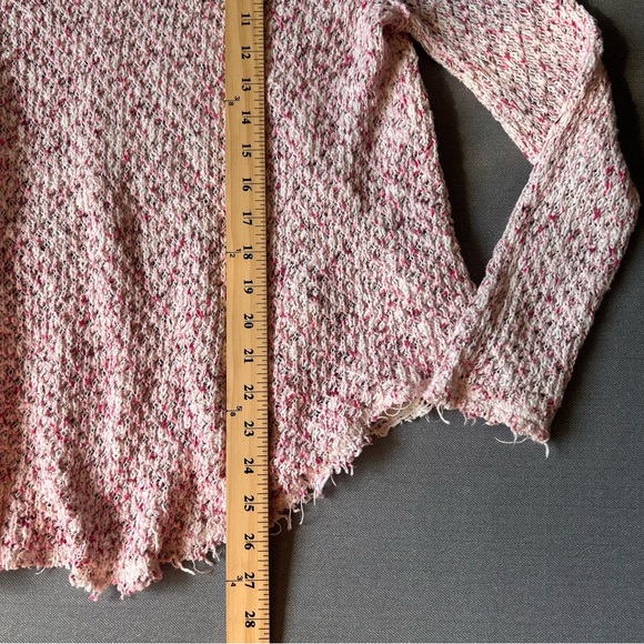 Free People Poppyseed Marled Knit Sheer Lace Back V Neck Pullover Sweater Sz L/G - Picture 13 of 13